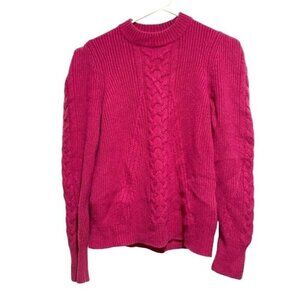 Naadam Pullover Sweater Pink Small 100% Cashmere Crew Neck Cable Knit